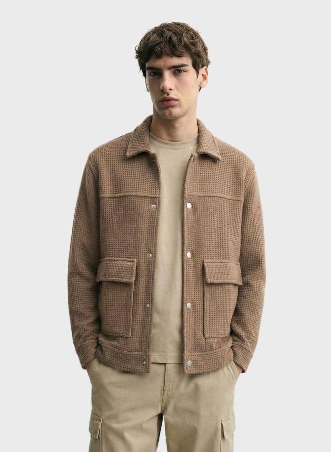 The Indian Garage Co Men Regular Fit Solid Round Neck Full Sleeves Jacket - Image 1